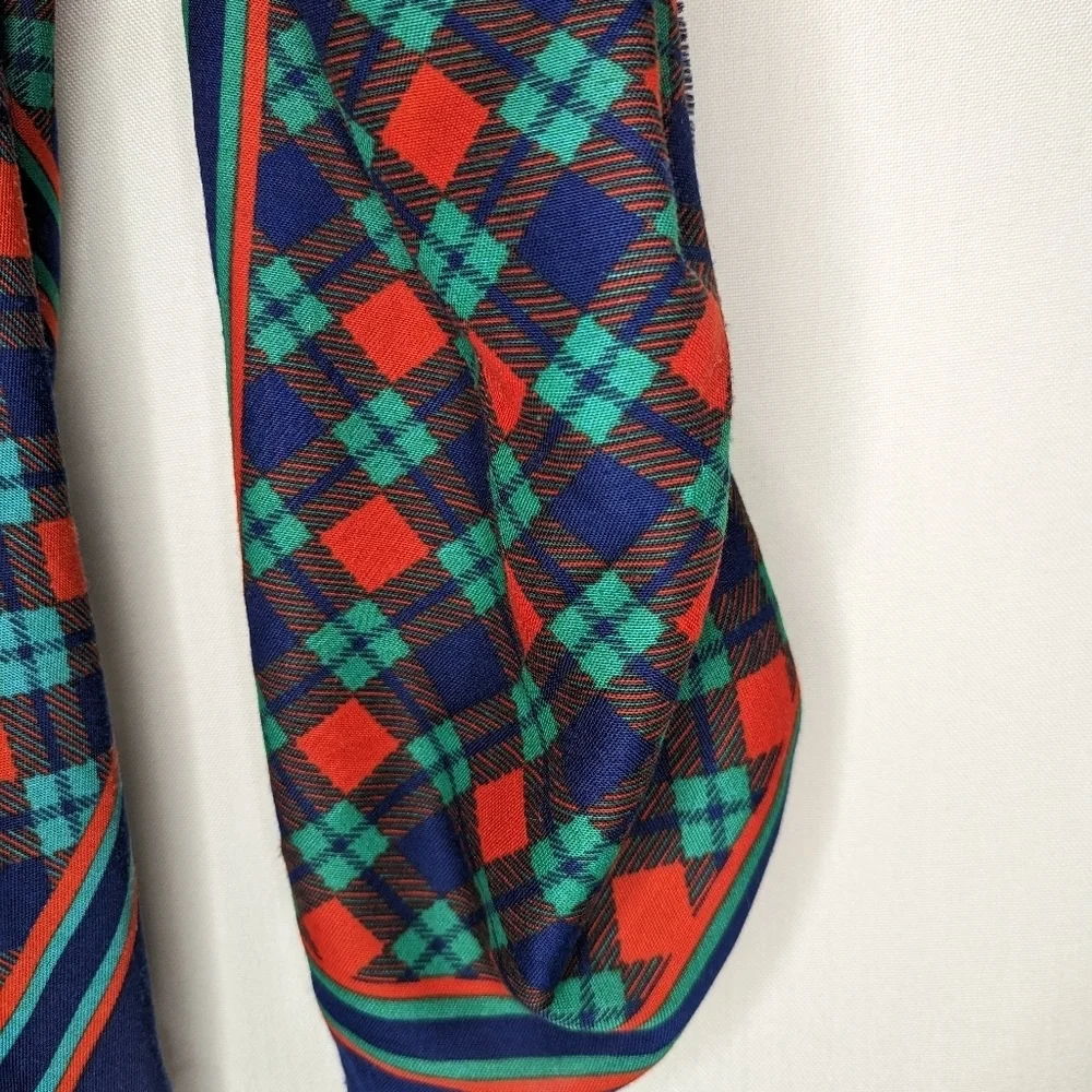 Blue Red‎ and Green Plaid Pattern Square Scarf